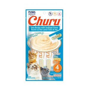 CHURU GATO ATUN Y MARISCOS (SCALLOP/CANGREJO) 14GR X 4 TUBOS