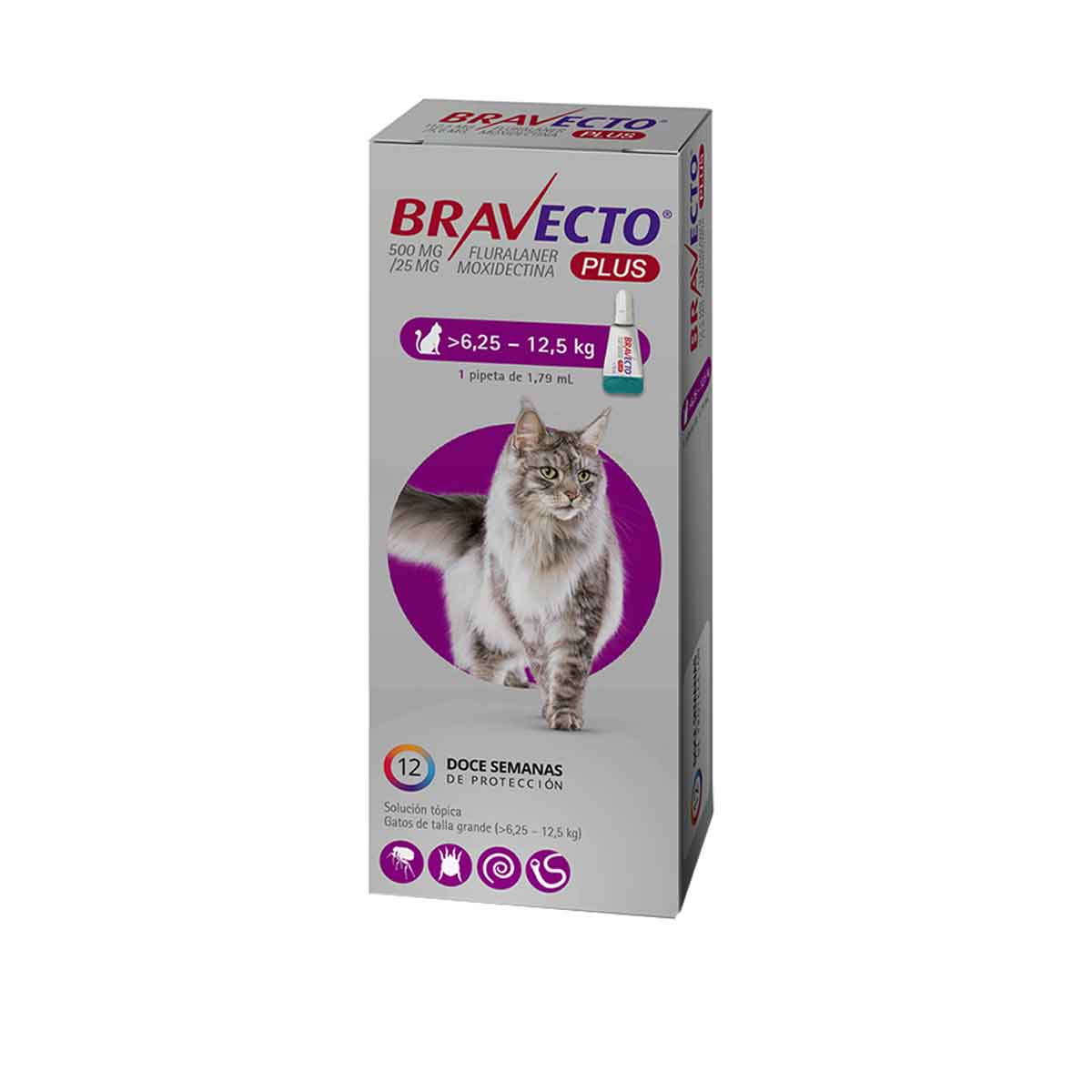 Bravecto Plus Gato 6,25 a 12,5 kg 500 mg