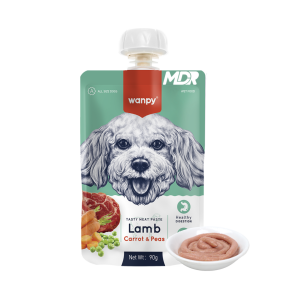 WANPY TASTY MEAT PASTE DOG CORDERO, ZANAHORIA Y GUISANTE 90 GR