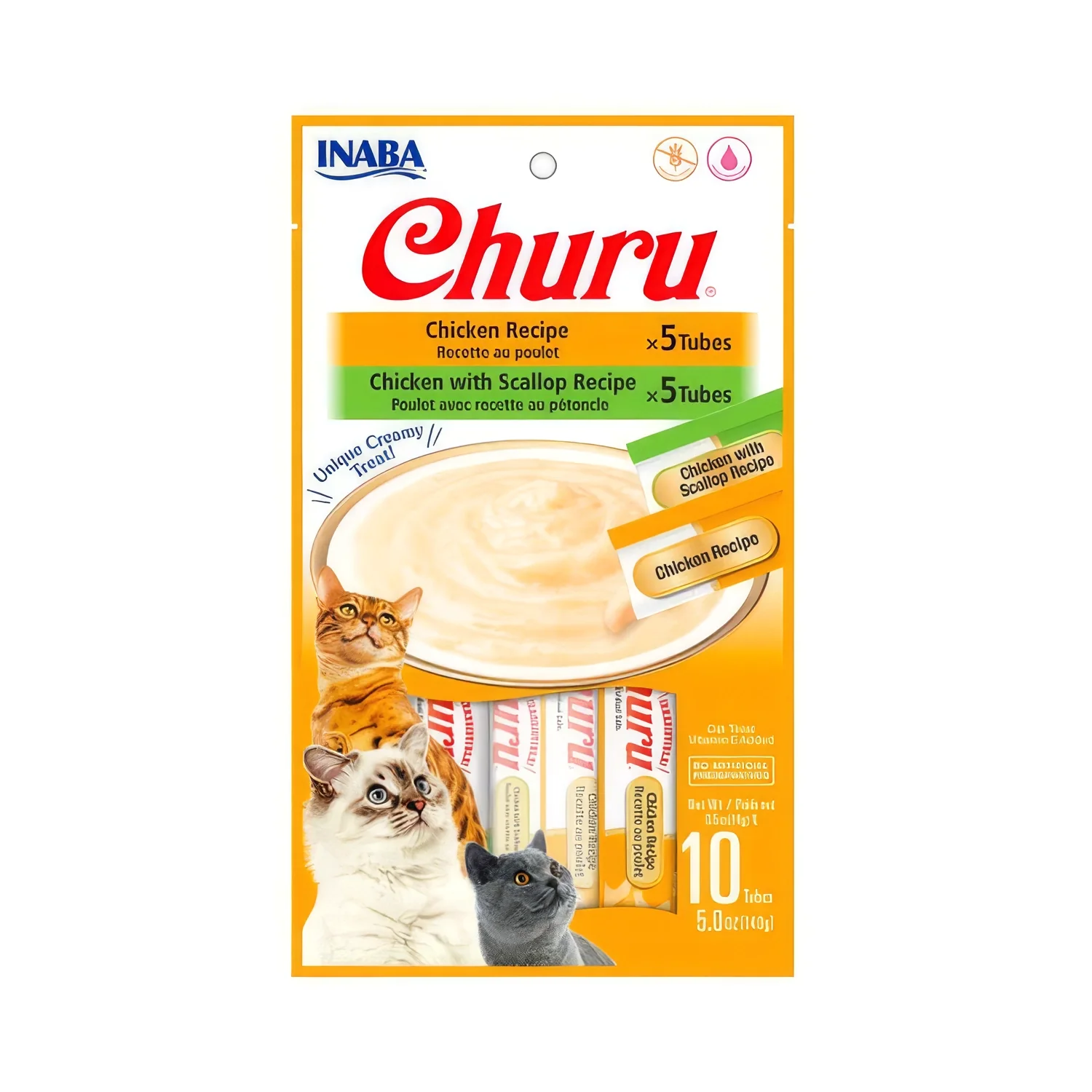 CHURU POLLO + POLLO Y SCALLOP 14GRS X 10 TUBOS (5+5)
