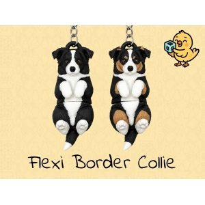 Llavero Flexi Raza Border Collie - Modelo 2 — A color o blanca para pintar
