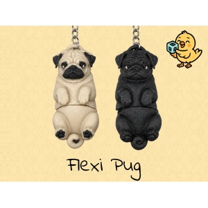 Llavero Flexi Raza Pug — A color o blanca para pintar