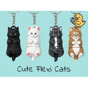 Llavero Flexi Gato de Pelo Largo — A color o blanca para pintar