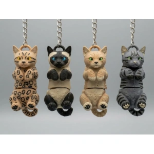 Llavero Flexi Gatos Bengala y Siamés — A color o blanca para pintar